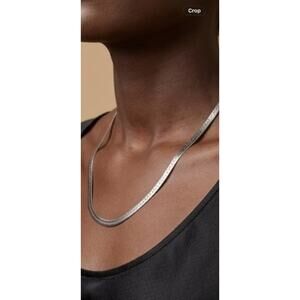 Vintage Silver Tone Herringbone Chain Necklace 24.5”